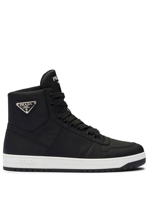 prada sneakers women black nylon pink bottom|high top black Prada sneakers.